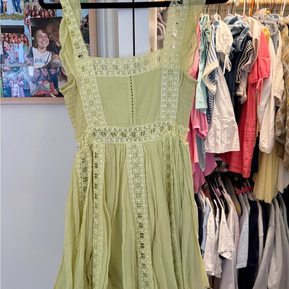Free People Light Green Mini Dress